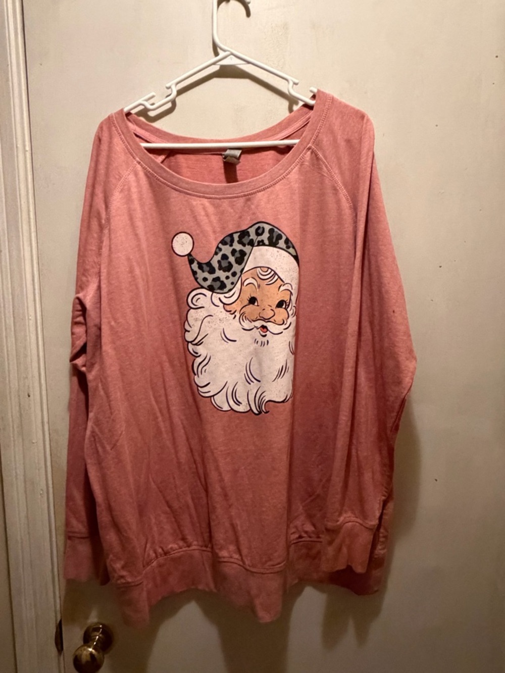 Women's Pink Santa Graphic Sleep Top